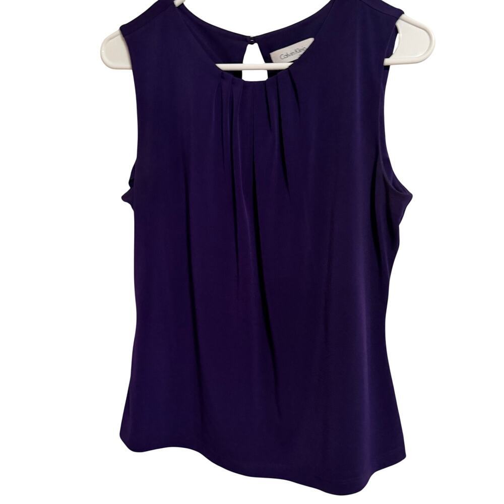 EUC Calvin Klein dressy purple top Petite Medium workplace dressy elegant